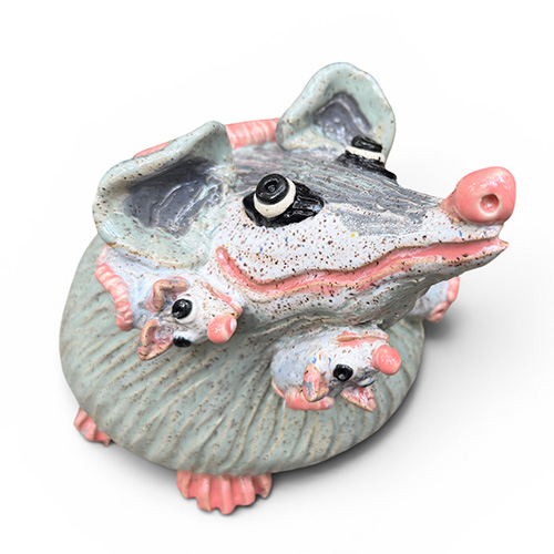 Bo Thompson 6"x9" Grey Mamma Possum w/Babies DP6199